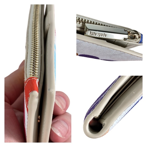 Kate Spade EUC Rainbow Hearts Printed Small Slim Bifold Wallet - Picture 4 of 16